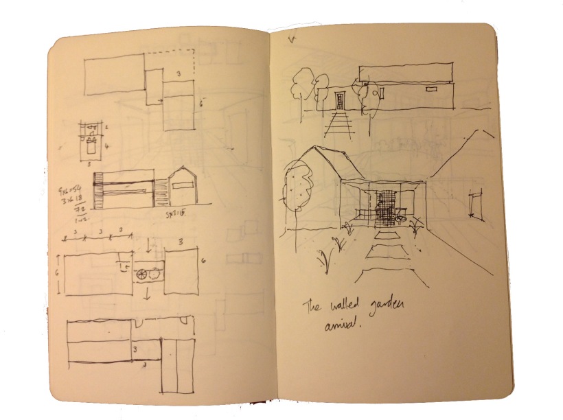 Initial sketches showing entrance sequence